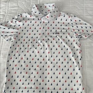 Vineyard Vines On The Go Sankaty Sailboat Pattern Kids Polo Shirt